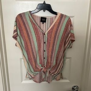 W5 Multicolored‎ Striped Button Down Top - Size Medium